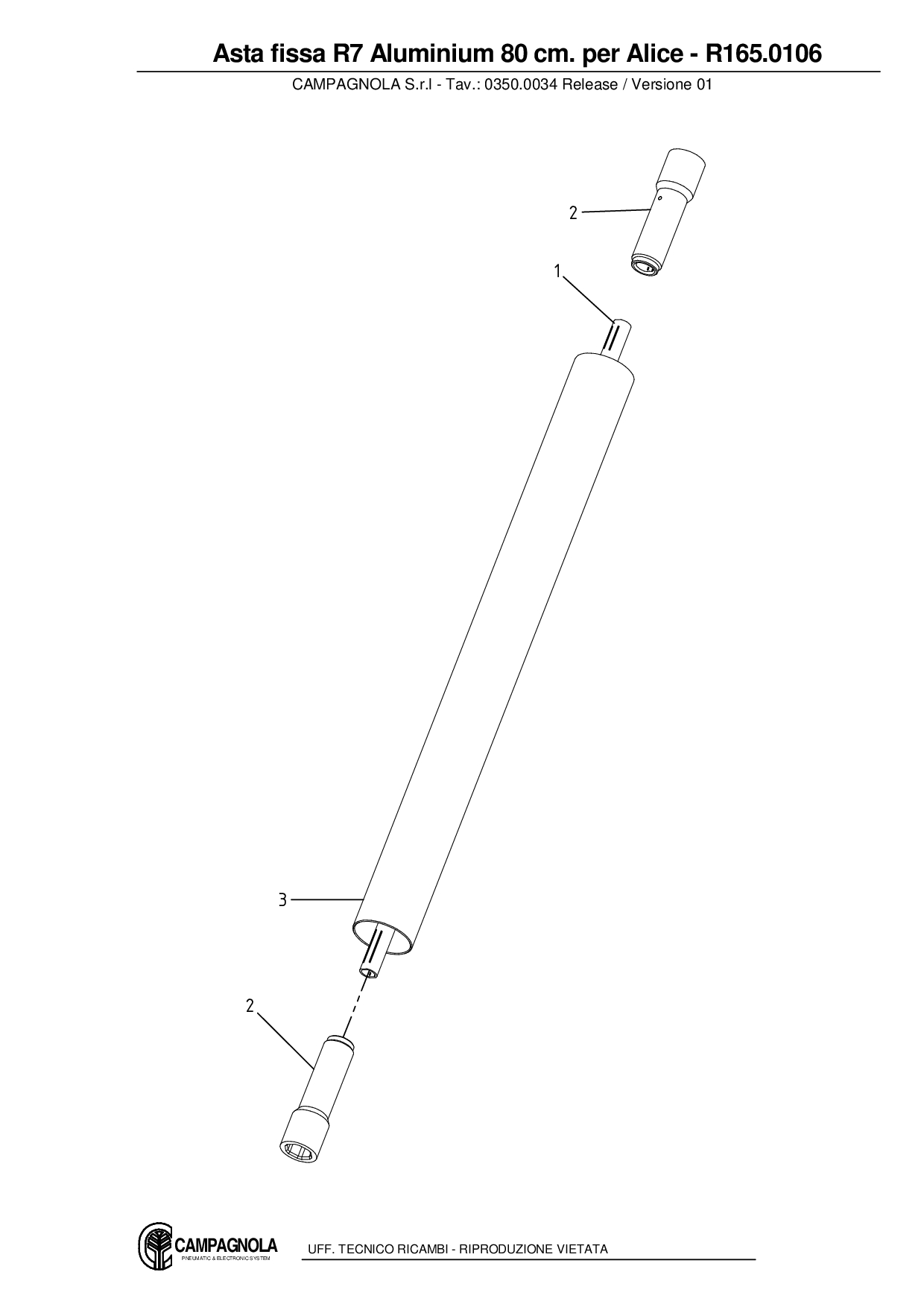 R165.0106_Asta fissa R7 Aluminium 80 cm.